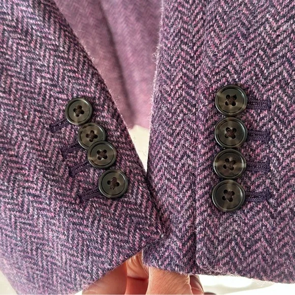 J.Crew Parke Blazer Jacket Sz 2 Purple Herringbone English Wool - Picture 11 of 16
